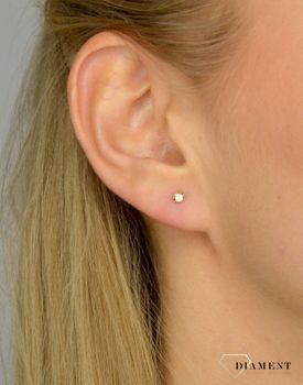 Złote kolczyki DIAMENT diamenty 0,05ct E2038W05. Drobne kolczyki z brylantami, wykonane z żółtego złota (5).JPG