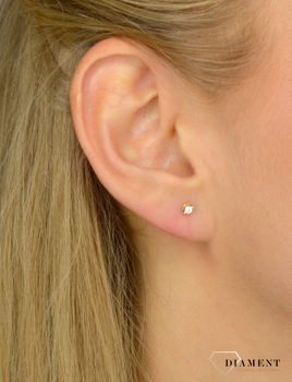 Złote kolczyki DIAMENT diamenty 0,05ct E2038W05. Drobne kolczyki z brylantami, wykonane z żółtego złota (6).JPG