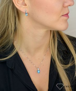Złote kolczyki DIAMENT 585 białe złoto, topaz E2127W-10 💎 Złote kolczyki z białego złota ozdobione diamentami i topazem w kolorze niebieskim (6).JPG