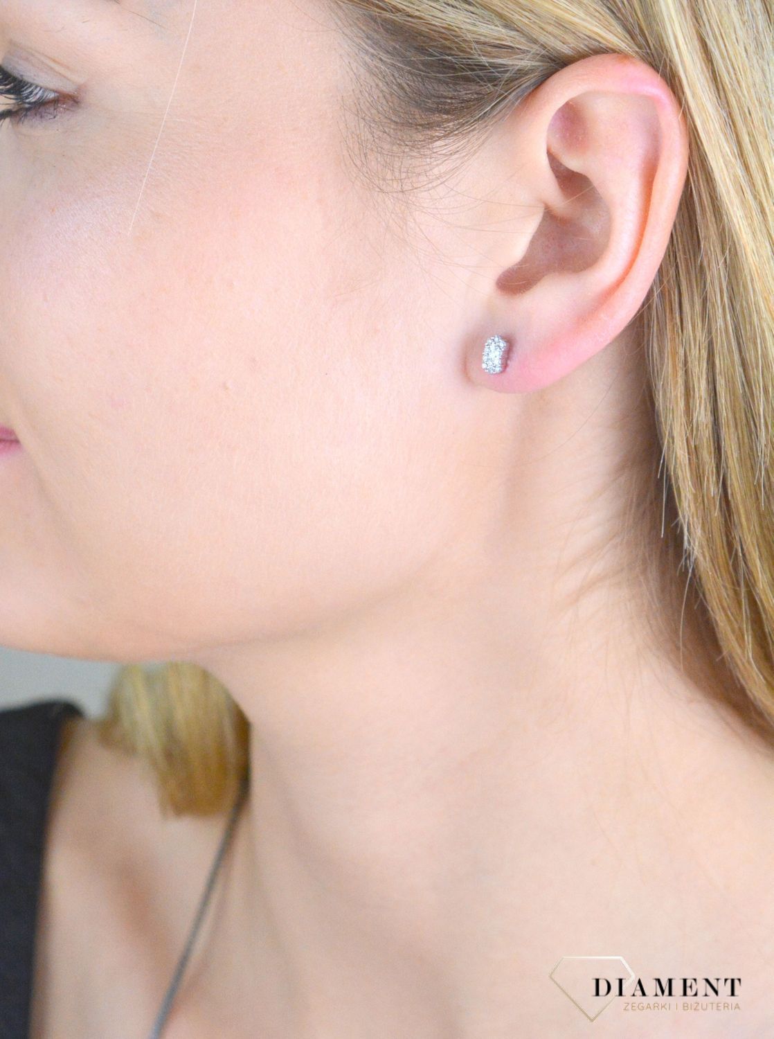 Kolczyki złote damskie 585 wkrętki prostokąty z diamentami 0,24 ct E3774.jpg