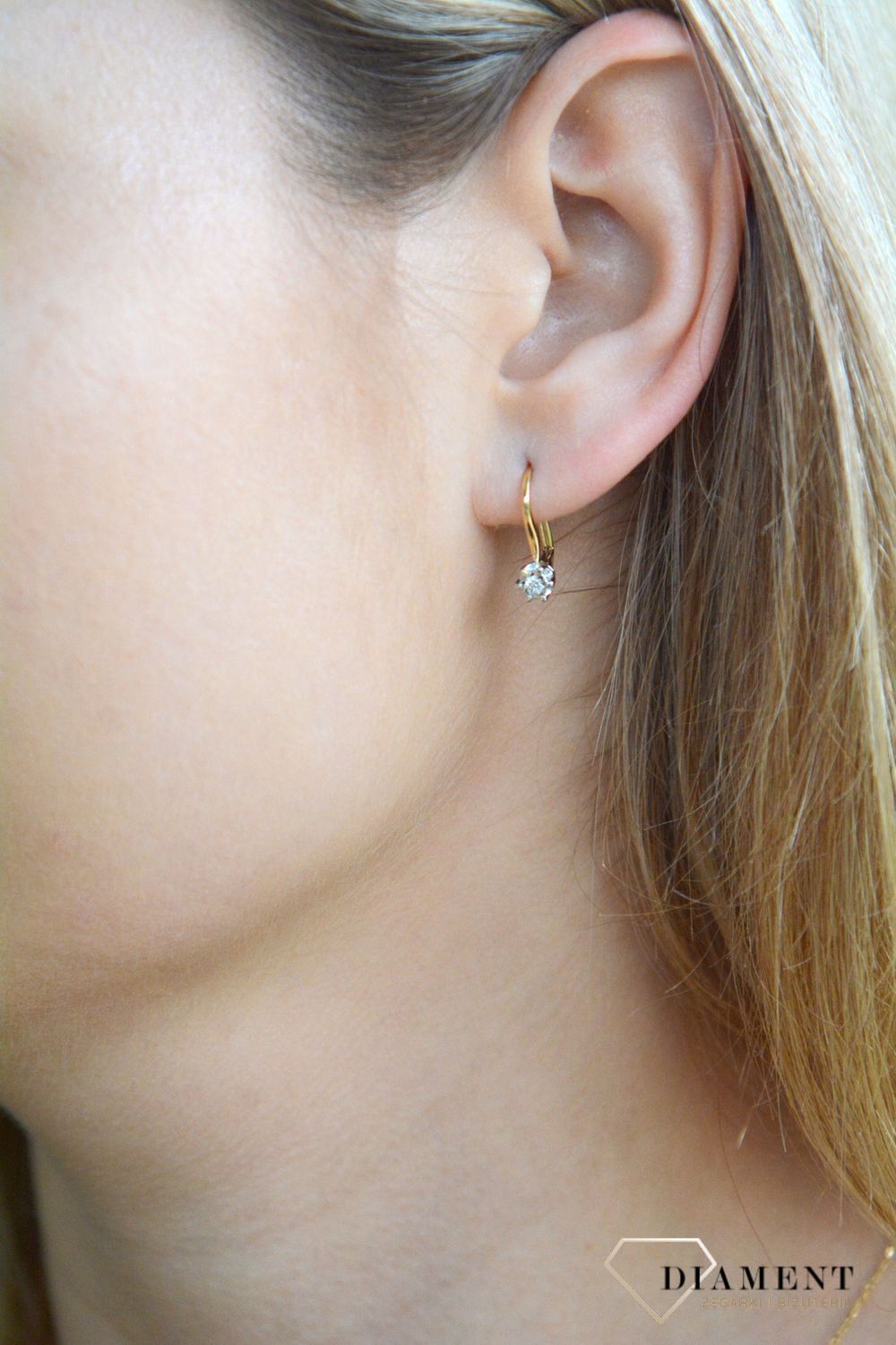 Złote kolczyki damskie 585 z diamentami 0,11 ct E54803YWP.jpg