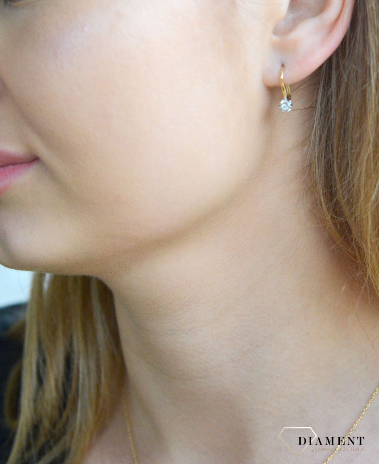 Złote kolczyki damskie 585 z diamentami 0,11 ct E54803YWP.jpg