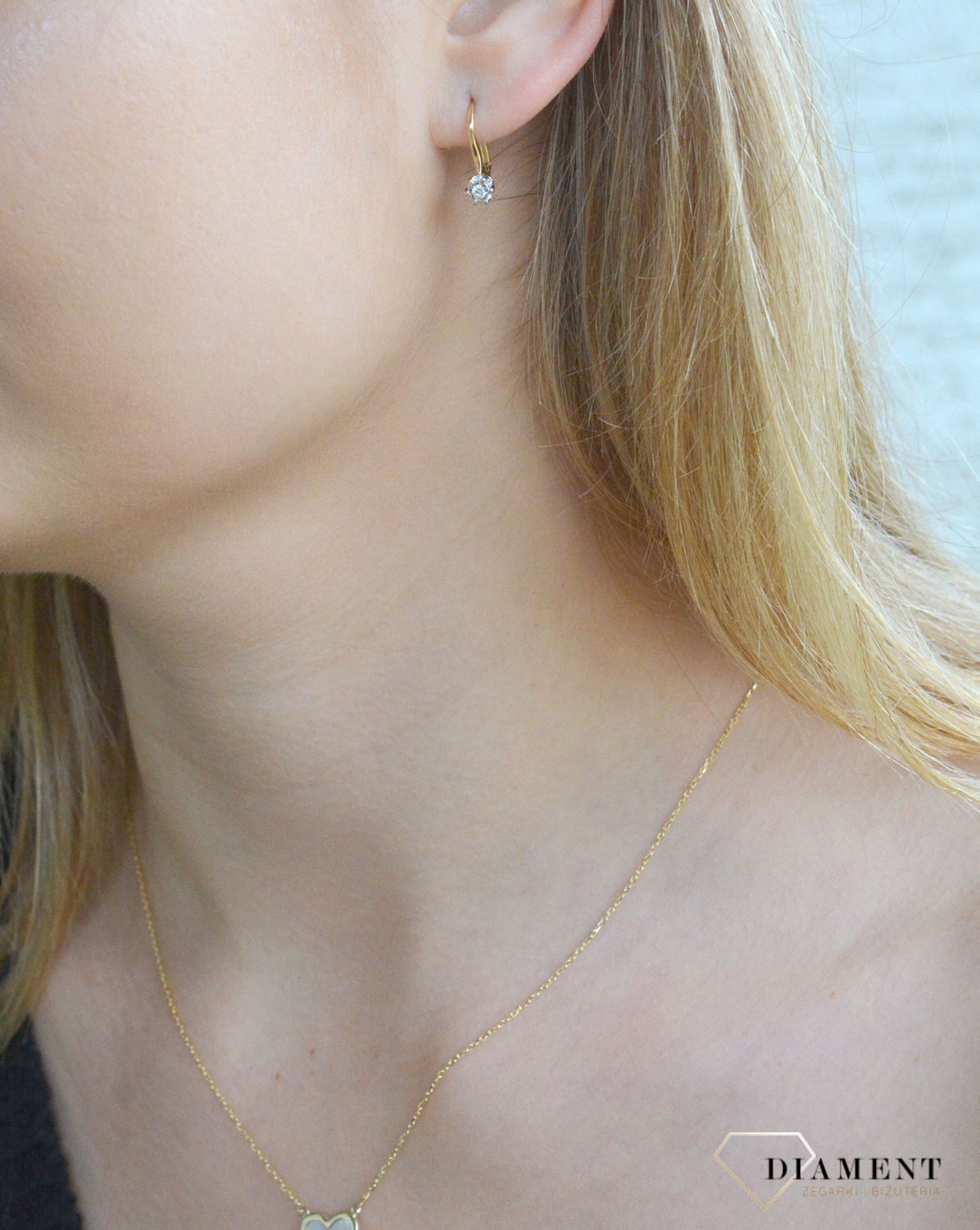 Złote kolczyki damskie 585 z diamentami 0,11 ct E54803YWP.jpg