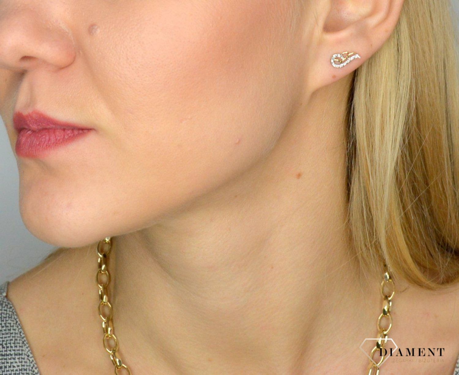 Kolczyki złote DIAMENT skrzydła, diamenty 0,04ct E71615YS.webp