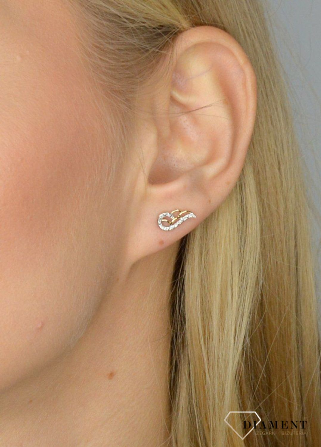 Kolczyki złote DIAMENT skrzydła, diamenty 0,04ct E71615YS.webp