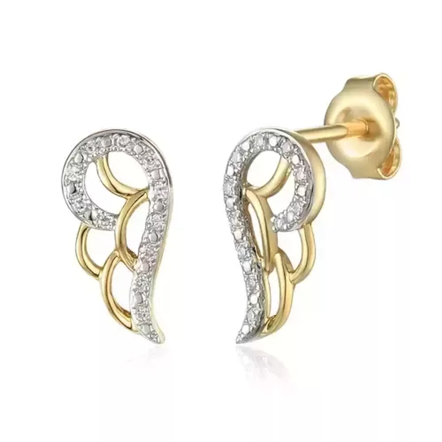 Kolczyki złote DIAMENT skrzydła, diamenty 0,04ct E71615YS.webp