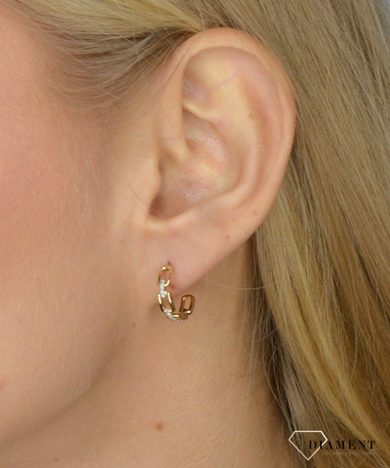 Kolczyki złote DIAMENT koła, diamenty 0,09ct E79466YS.webp