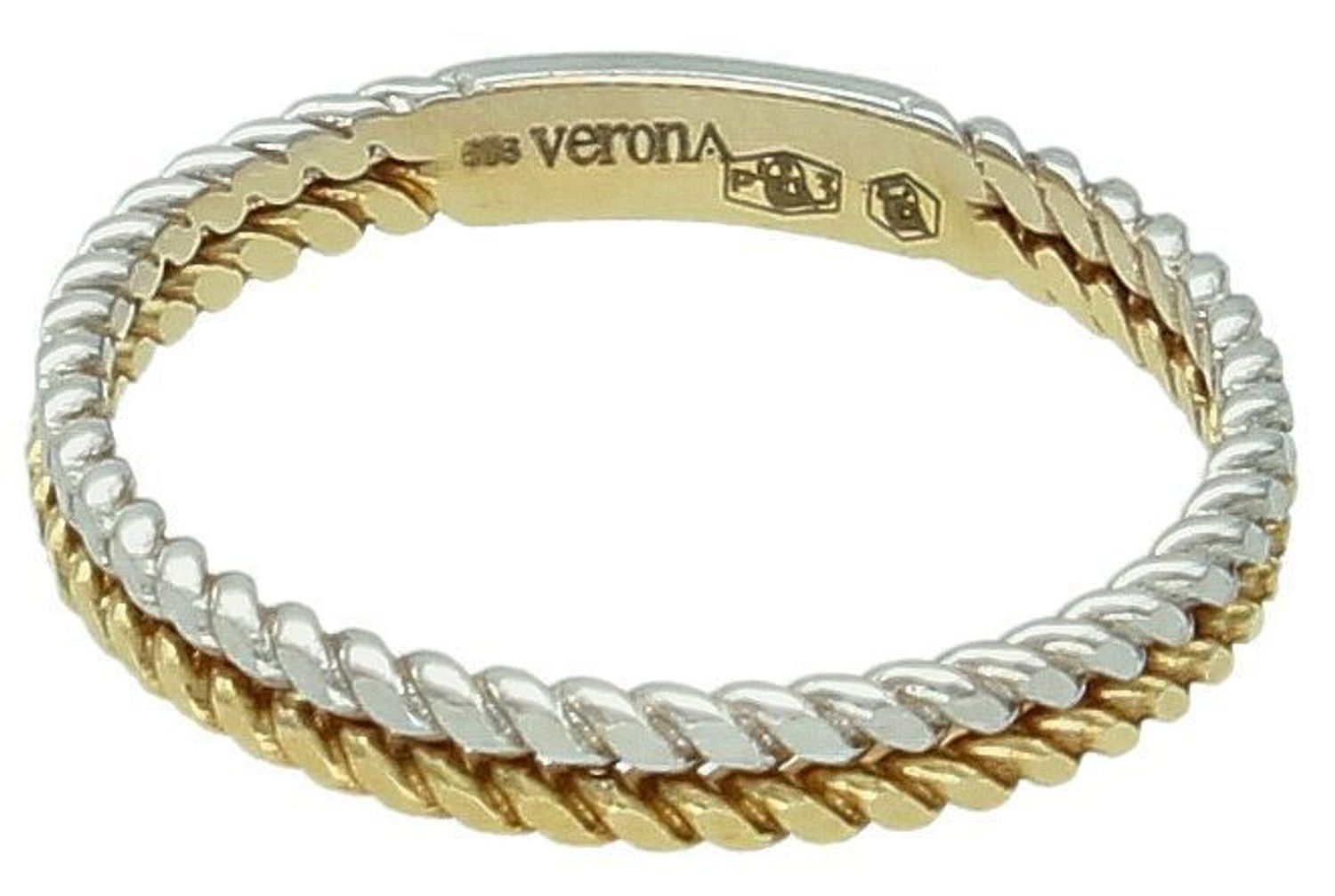 Pierścionek 585 frezowane żółte i białe złoto D00-EA11018 Złoty pierścionek 585 połączenie białego i żółtego złota. 11.jpg