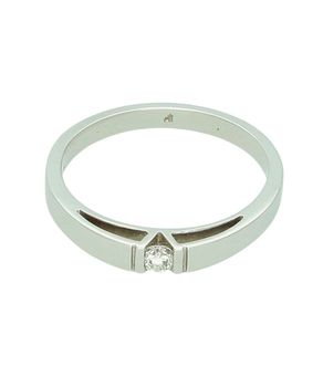 Złoty pierścionek zaręczynowy z diamentem 0,12 ct „Magiczna chwila” - białe złoto, rozmiar 18 Au.jpg