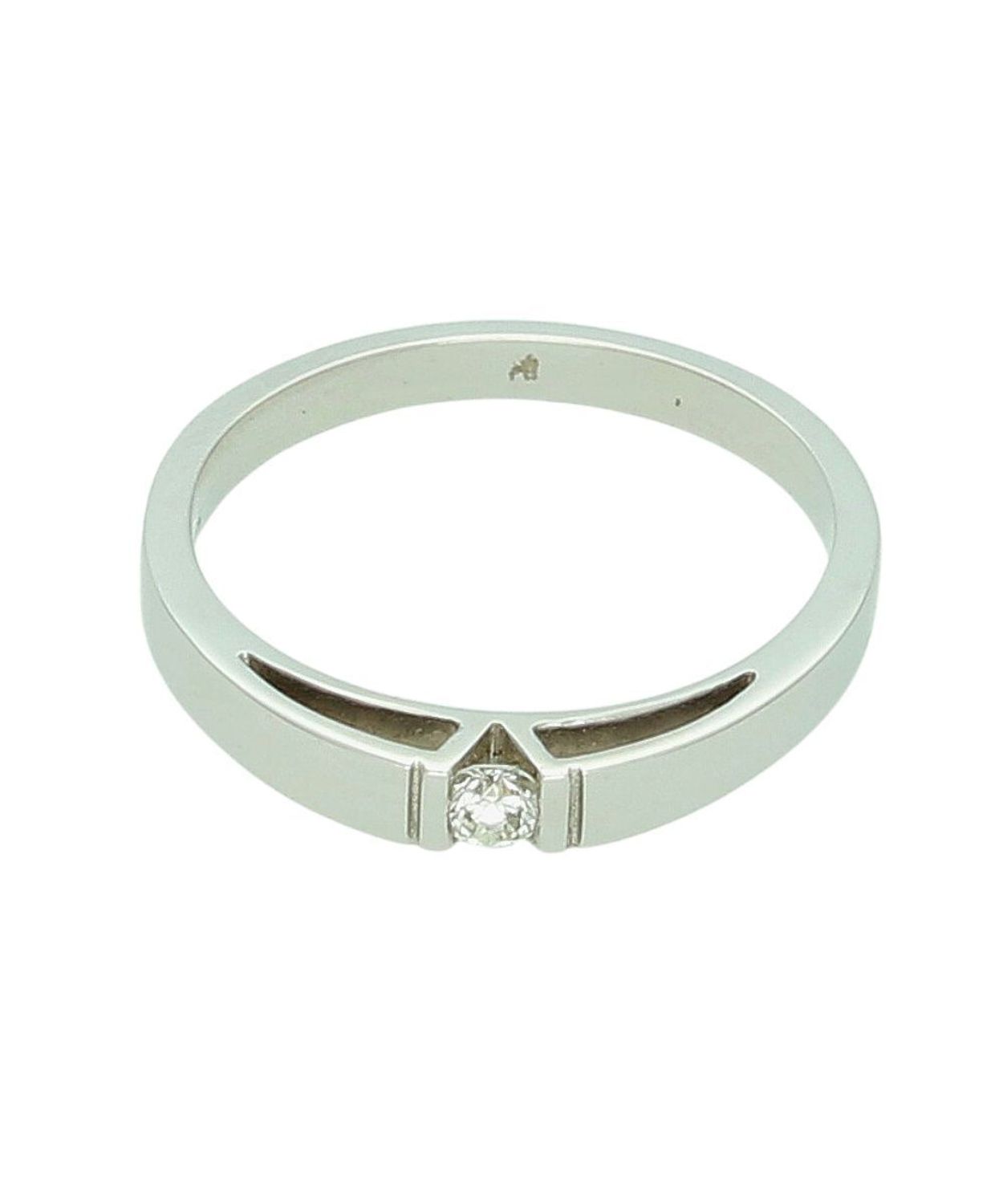 Złoty pierścionek zaręczynowy z diamentem 0,12 ct „Magiczna chwila” - białe złoto, rozmiar 18.jpg