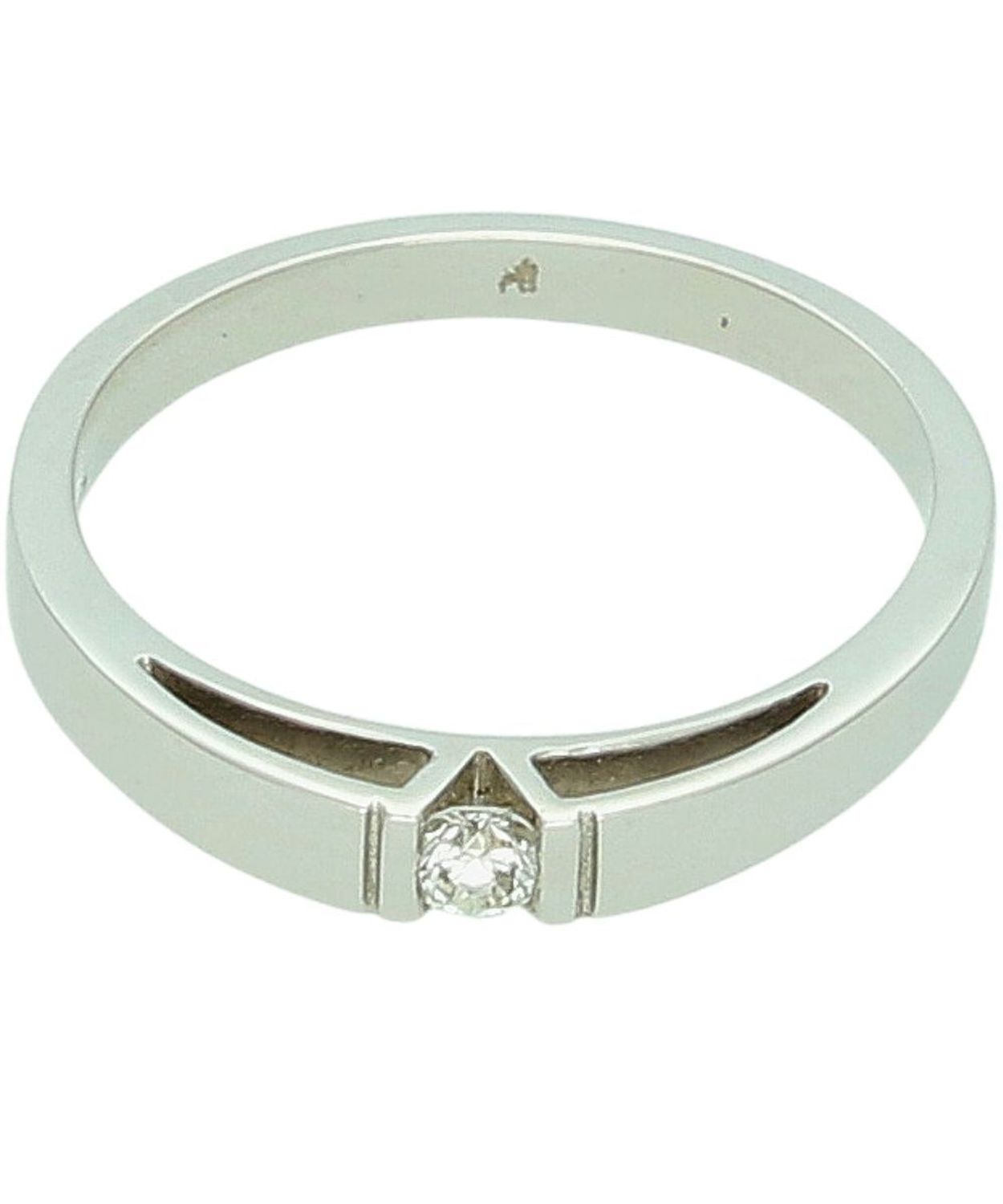 Złoty pierścionek zaręczynowy z diamentem 0,12 ct „Magiczna chwila” - białe złoto, rozmiar 18.jpg