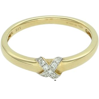 Złoty Pierścionek z Diamentami „Diamentowy X” 0,07 ct – Złoto 585 Au.jpg