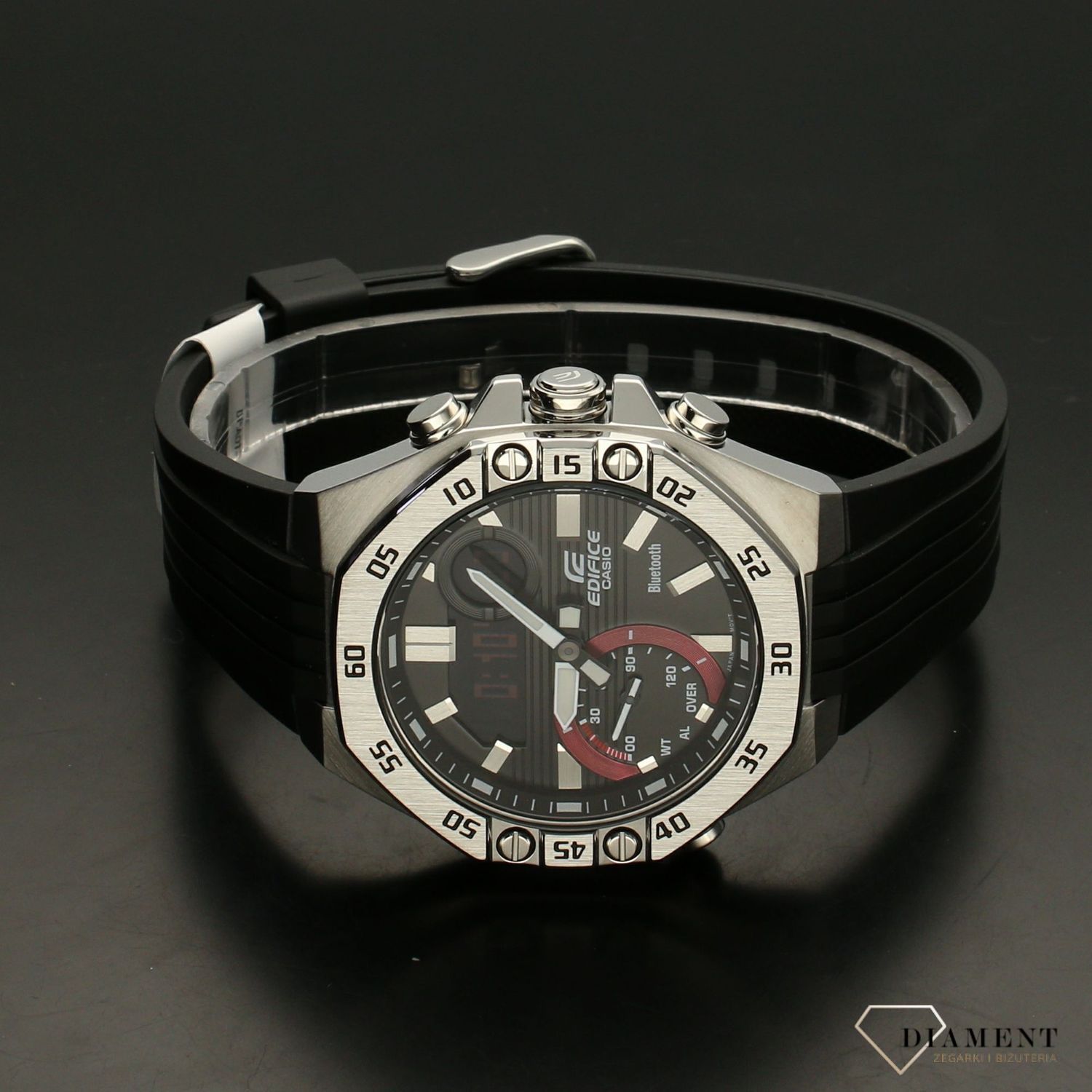 Zegarek męski Casio Edifice Smartwatch 📲z funkcją bluetooth na czarnym, gumowym pasku ECB-10P-1.jpg