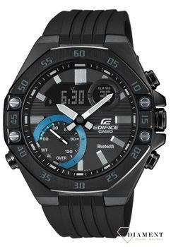Męski zegarek sportowy na czarnym, gumowym pasku. Zegarek do pływania z bluetooth ECB-10.jpg