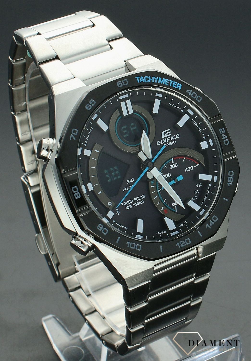 Zegarek męski Casio Edifice Racing Multicolor Solar ECB-950DB-1AEF. Zegarek solarny. Zegarek łączący się z telefonem. Zegarek Edifice Casio na prezent. Zegarek na bransolecie dla mężczyzny..jpg