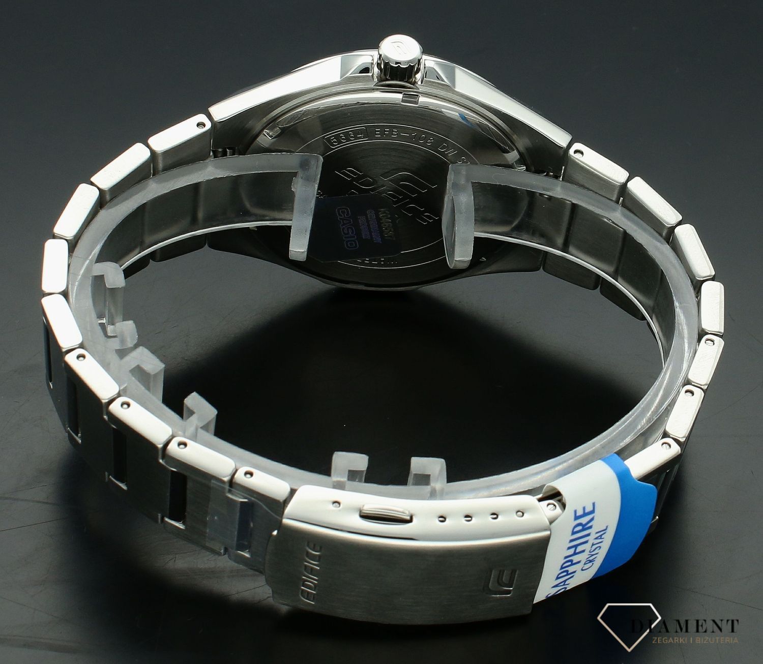 Zegarek męski Casio Edifice Classic Sapphire EFB-108D-1AVUEF. Męski zegarek na bransolecie. Zegarek męski Casio Edifice. Zegarek męski z czarną tarczą. Zegarek męski z szafirowym szkłem na prezent..jpg