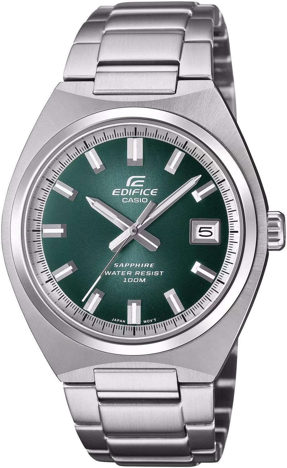 Zegarek Casio Edifice – Męski zegarek kwarcowy ze stalową bransoletą i zieloną tarczą.jpg