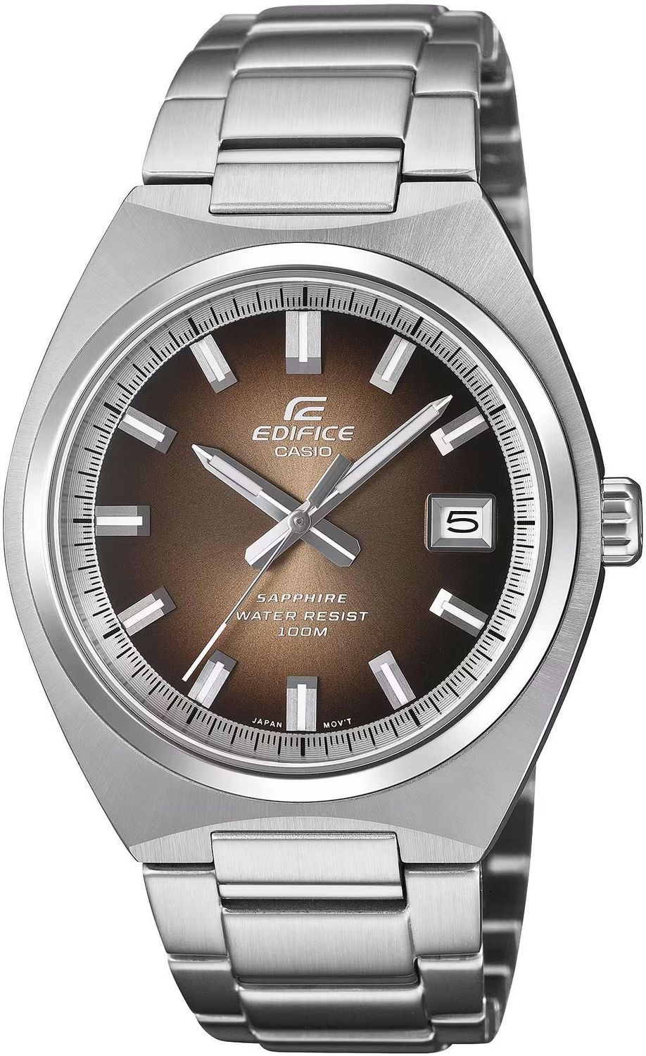 Zegarek Casio Edifice – Męski zegarek kwarcowy ze stalową bransoletą i brązową tarczą.jpg