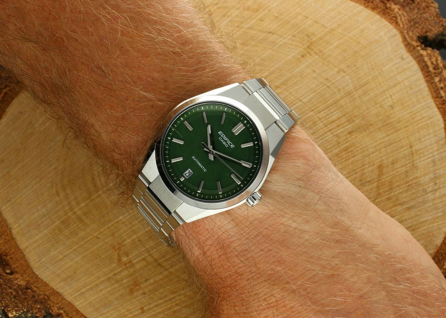 Zegarek męski Casio EDIFICE EFK-100D-3AER – zegarek automatyczny, zielona tarcza, WR 100M.jpg