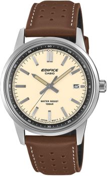 Zegarek męski Casio Edifice EFR-109L-7AER – beżowa tarcza, skórzany pasek.jpg