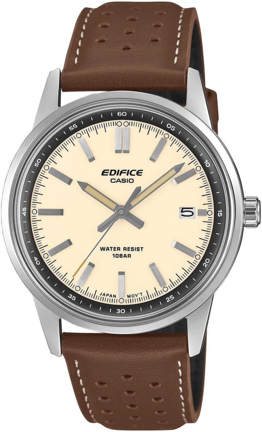 Zegarek męski Casio Edifice EFR-109L-7AER – beżowa tarcza, skórzany pasek.jpg
