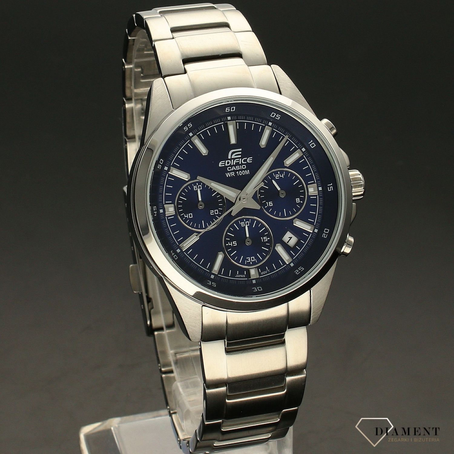 Zegarek męski Casio EFR-527D-2AVUEF. Zegarek męski Casio na bransolecie z niebieską tarczą.jpg