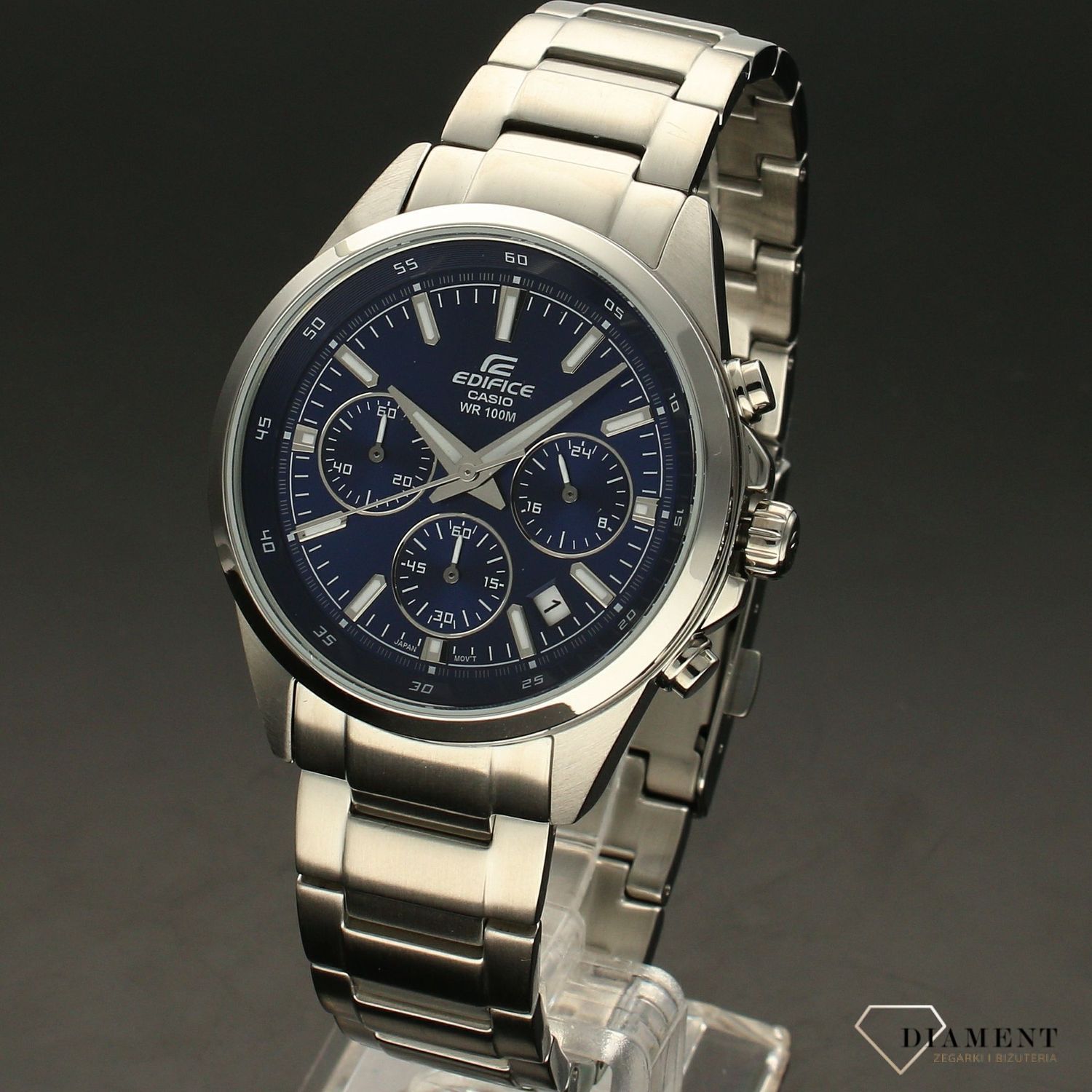 Zegarek męski Casio EFR-527D-2AVUEF. Zegarek męski Casio na bransolecie z niebieską tarczą.jpg