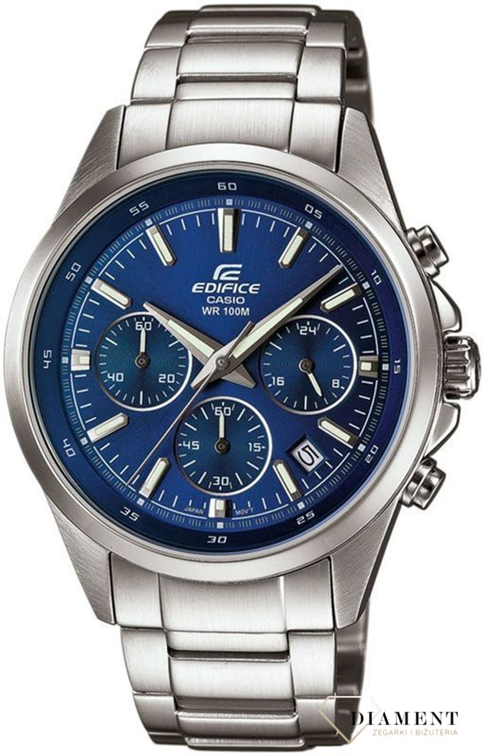 Zegarek męski Casio EFR-527D-2AVUEF. Zegarek męski Casio na bransolecie z niebieską tarczą.jpg