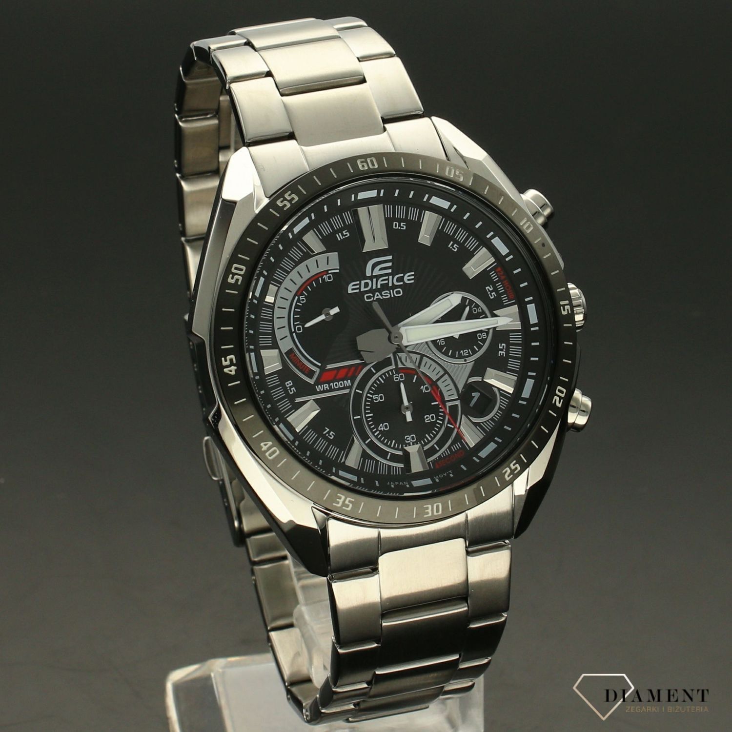 Zegarek męski CASIO Edifice EFR-570DB-1AVUEF  Zegarek męski Casio EDIFICE stalowej bransolecie z czarno-czerwoną tarczą i wyświetlaczem. ⌚ Idealny na prezent dla mężczyzny 🎁 Zegarek z grawerem (4).jpg