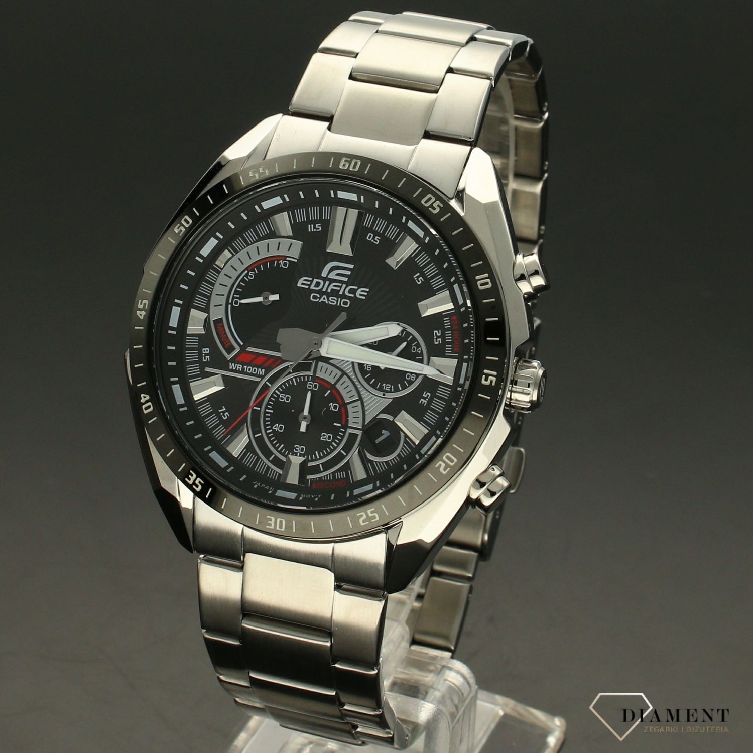 Zegarek męski CASIO Edifice EFR-570DB-1AVUEF  Zegarek męski Casio EDIFICE stalowej bransolecie z czarno-czerwoną tarczą i wyświetlaczem. ⌚ Idealny na prezent dla mężczyzny 🎁 Zegarek z grawerem (4).jpg