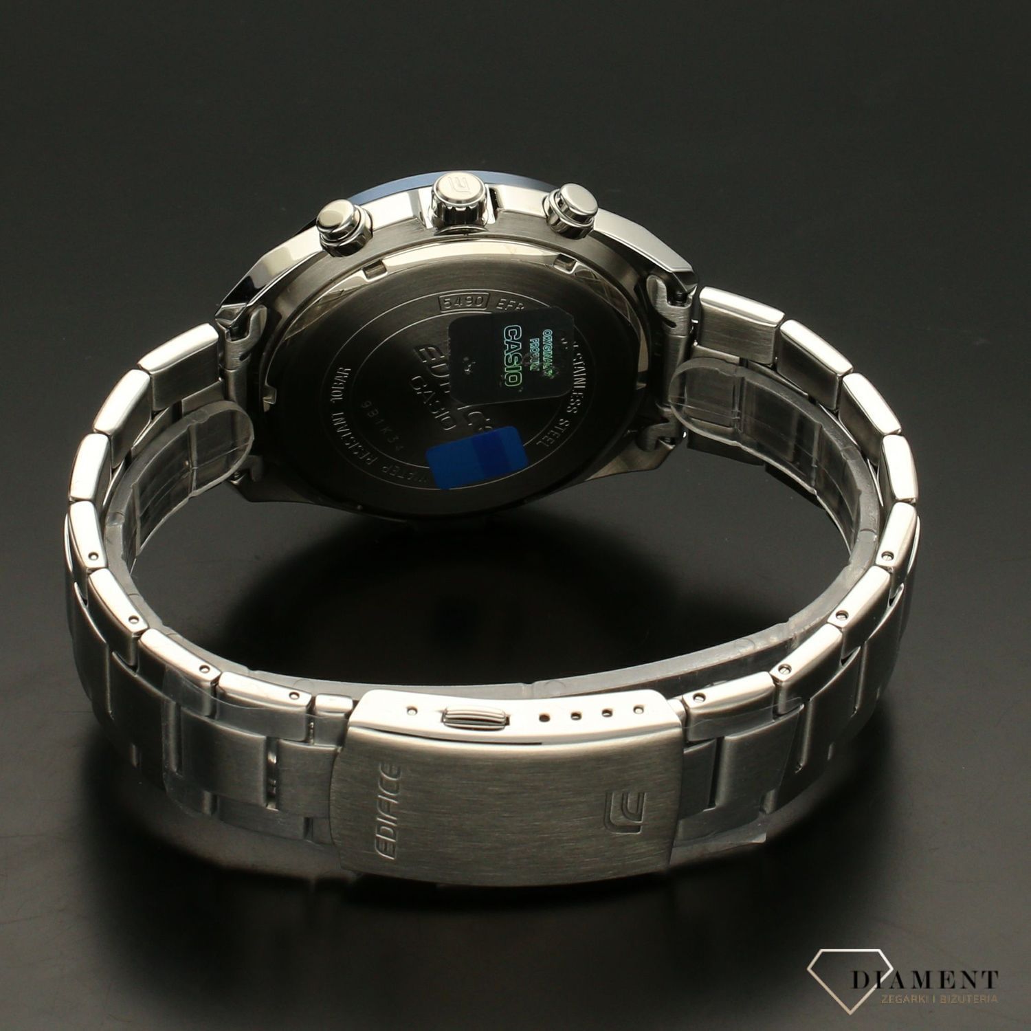 Zegarek męski Casio ⏰ na bransolecie z niebieską tarczą i datownikiem. EFR-570DB-1BV.jpg