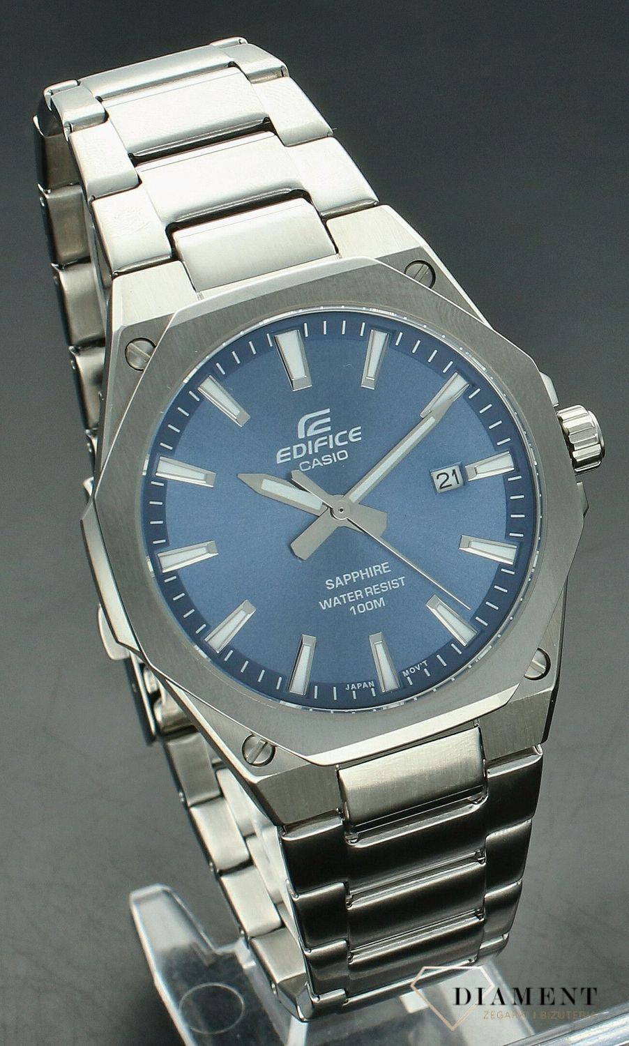 Zegarek męski Casio Edifice Classic Sapphire EFR-S108D-2AVUEF. Męski zegarek na bransolecie. Zegarek męski Casio Edifice. Zegarek męski z niebieską tarczą. Zegarek męski z szafirowym szkłem na prezent..jpg