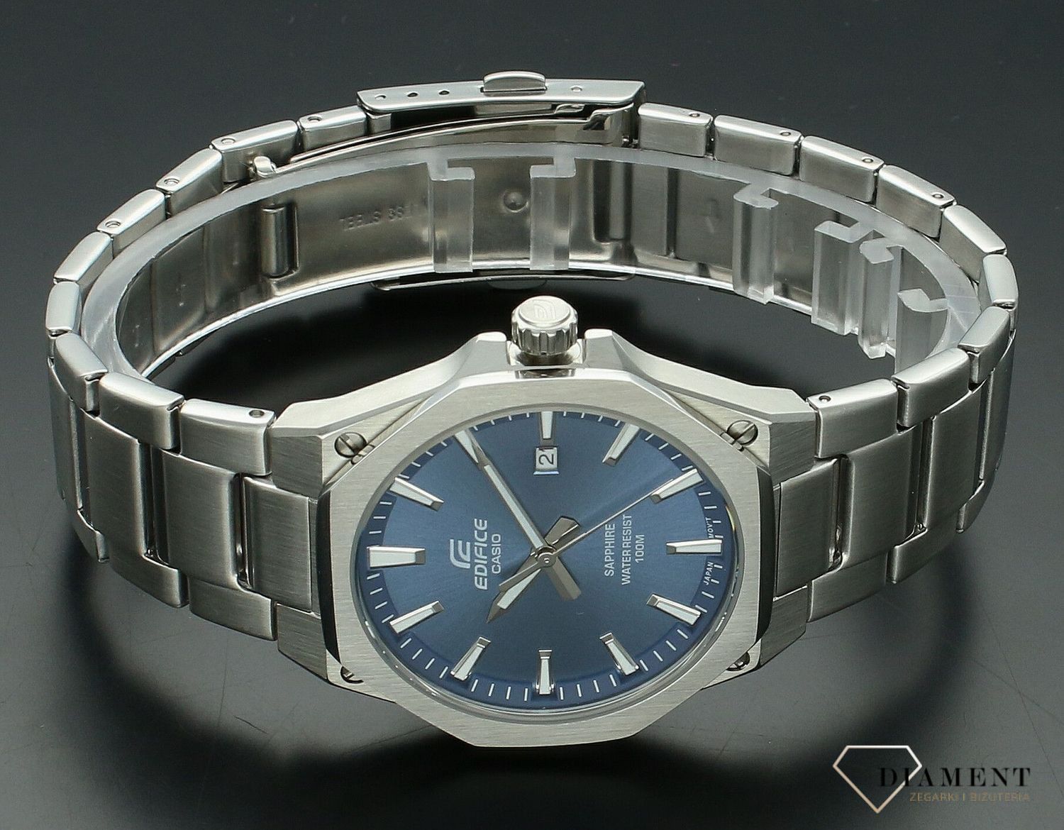 Zegarek męski Casio Edifice Classic Sapphire EFR-S108D-2AVUEF. Męski zegarek na bransolecie. Zegarek męski Casio Edifice. Zegarek męski z niebieską tarczą. Zegarek męski z szafirowym szkłem na prezent..jpg