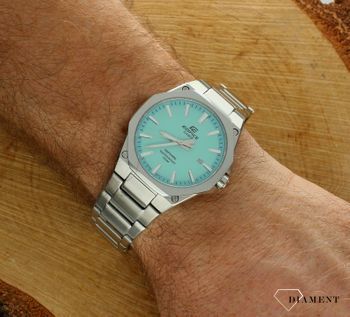 Zegarek męski Casio Edifice Classic Sapphire EFR-S108D-2BVUEF. Męski zegarek na bransolecie. Zegarek męski Casio Edifice. Zegarek męski z turkusową tarczą..jpg