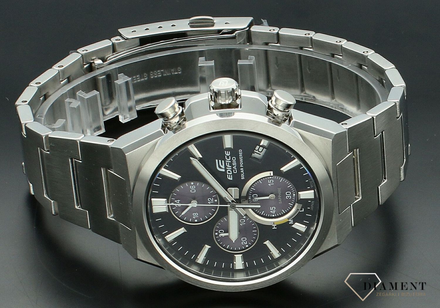 Zegarek męski Casio EDIFICE SOLAR POWERED CHRONOGRAPH EFS-S630D-1AVUEF. Męski zegarek sportowy na bransolecie. Męski zegarek Casio Edifice z chronografem. Zegarek Casio Edifice na prezent dla mężczyzny. Zegarek Casio Edifice solarny..jpg