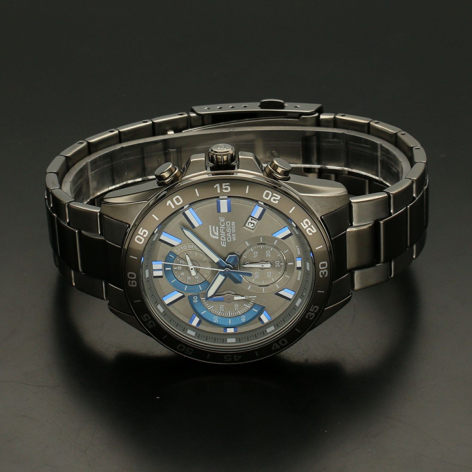 Zegarek męski CASIO Edifice  EFV-550GY-8AVUEF  Zegarek męski Casio EDIFICE stalowej bransolecie z czarno-czerwoną tarczą i wyświetlaczem. ⌚ Idealny na prezent dla mężczyzny 🎁 Zegarek z grawerem (1).jpg