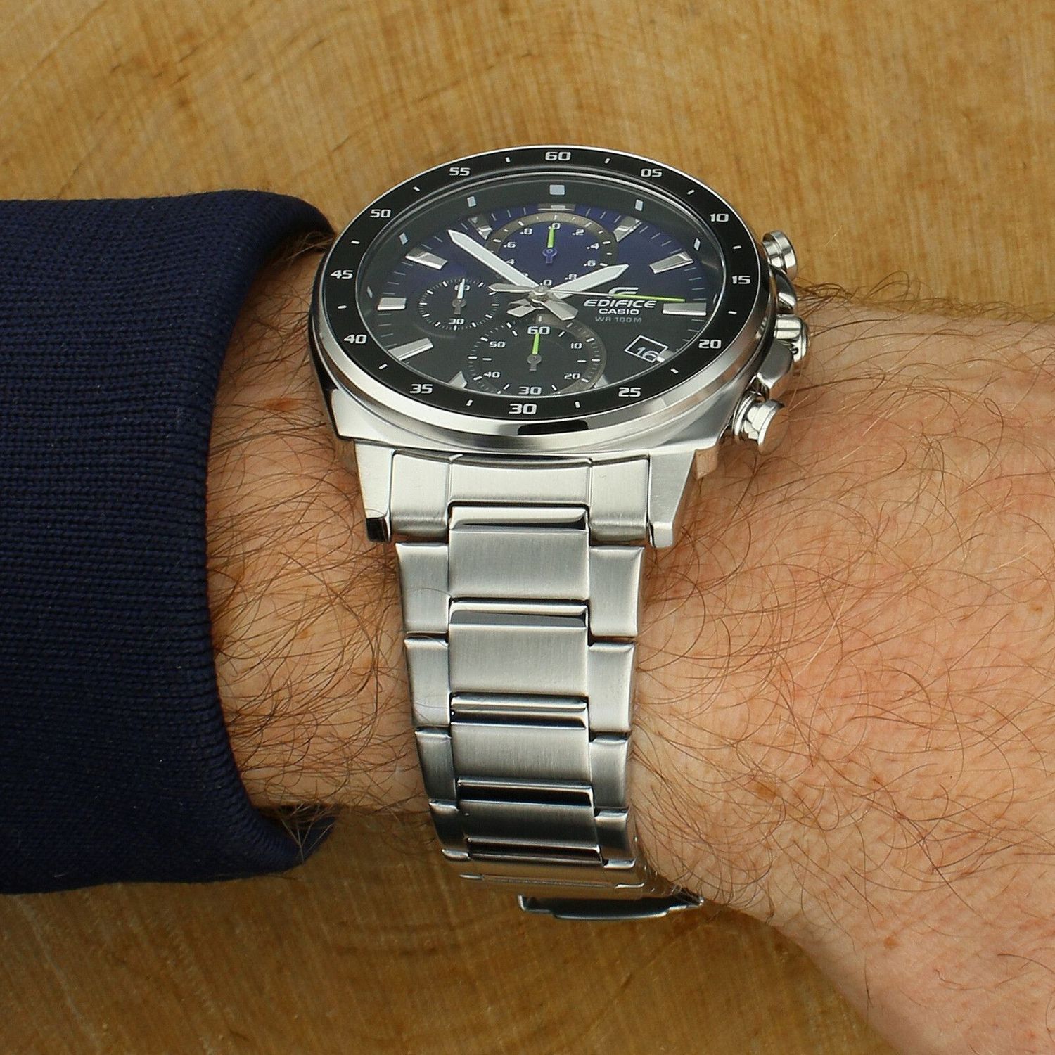 Casio Edifice EFV-600D-2AVUEF - zegarek męski stalowy 100M niebieska tarcza ediffice.jpg