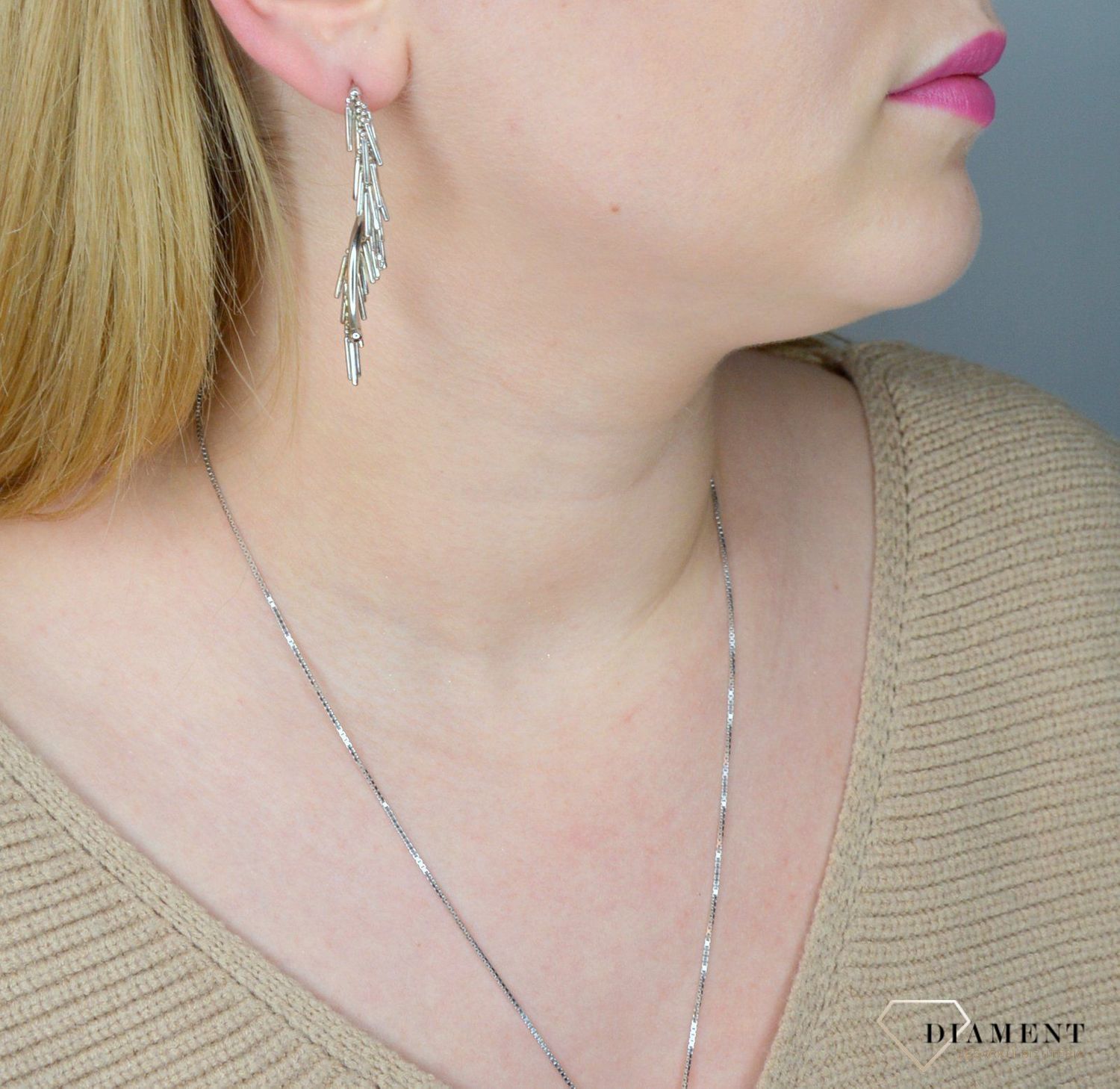 Kolczyki srebrne długie wiszące 'Migoczące srebro'.jpg