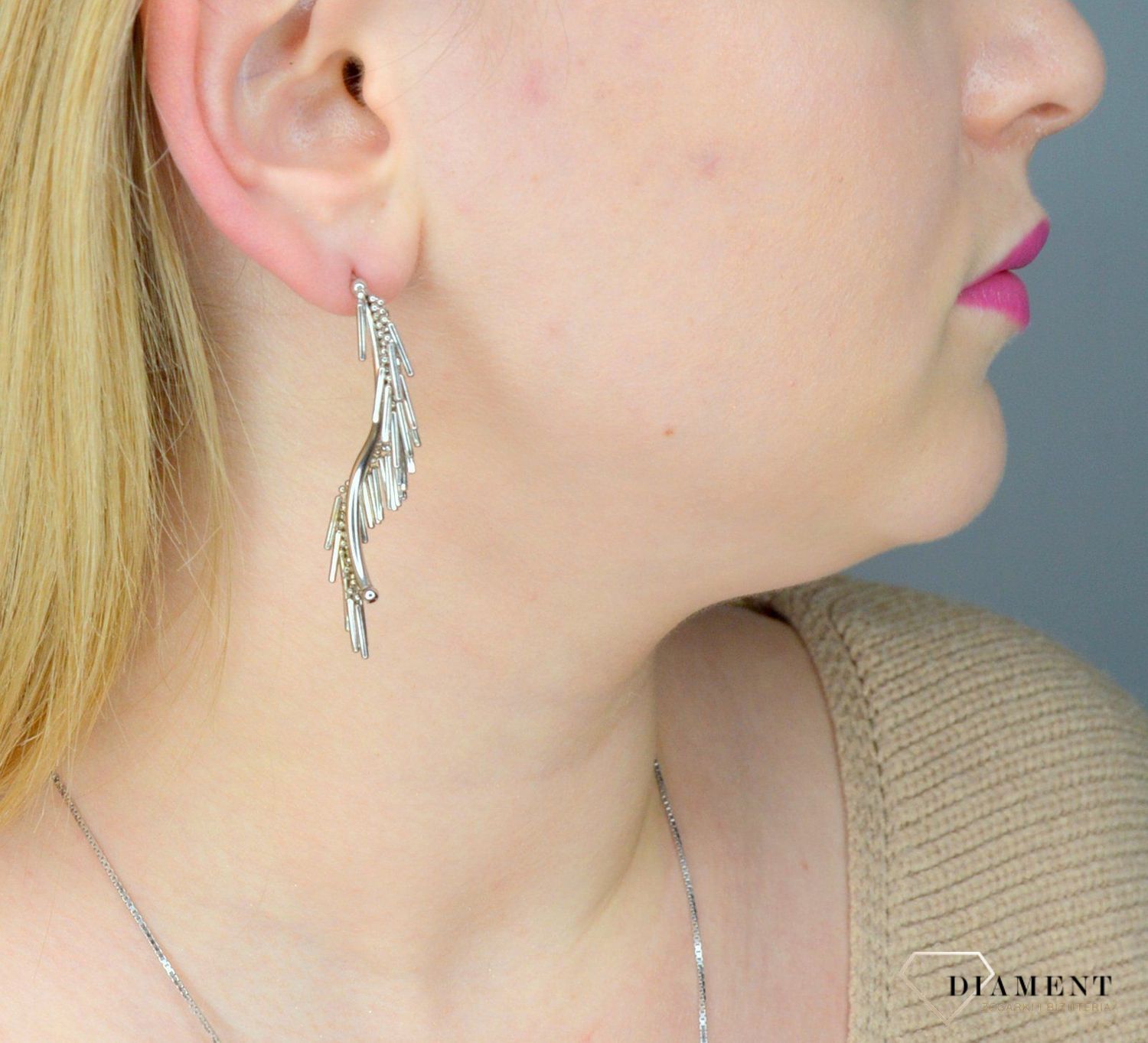 Kolczyki srebrne długie wiszące 'Migoczące srebro'.jpg