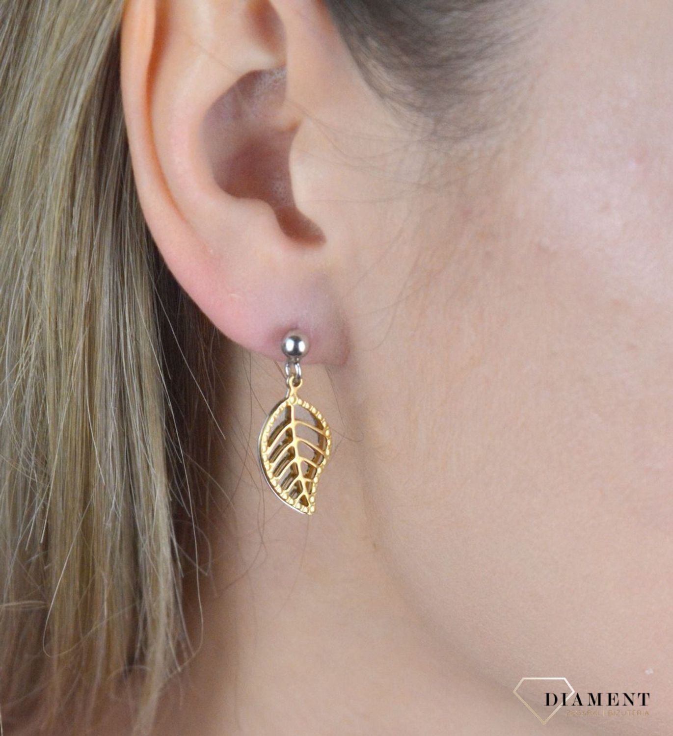 Kolczyki srebrne wisząc listki 925 pozłacane EIK000000-063.jpg