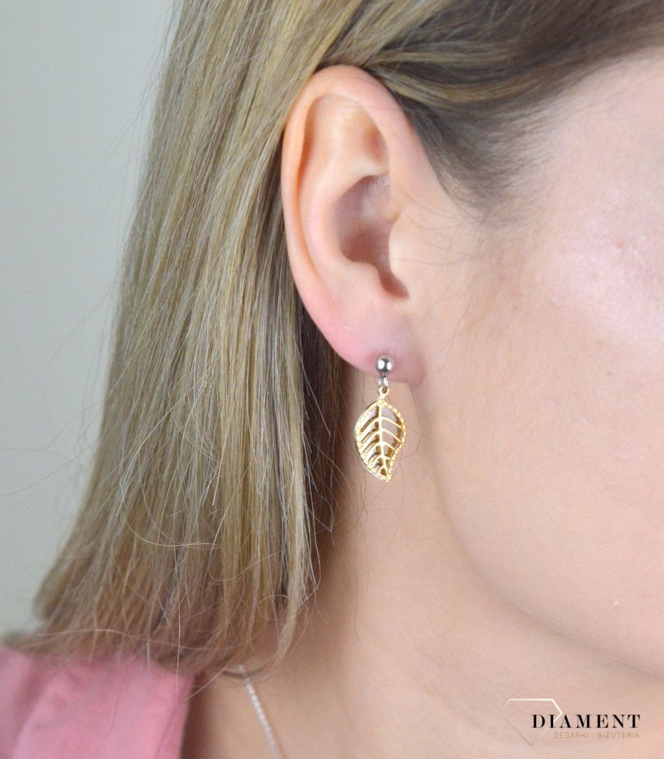 Kolczyki srebrne wisząc listki 925 pozłacane EIK000000-063.jpg