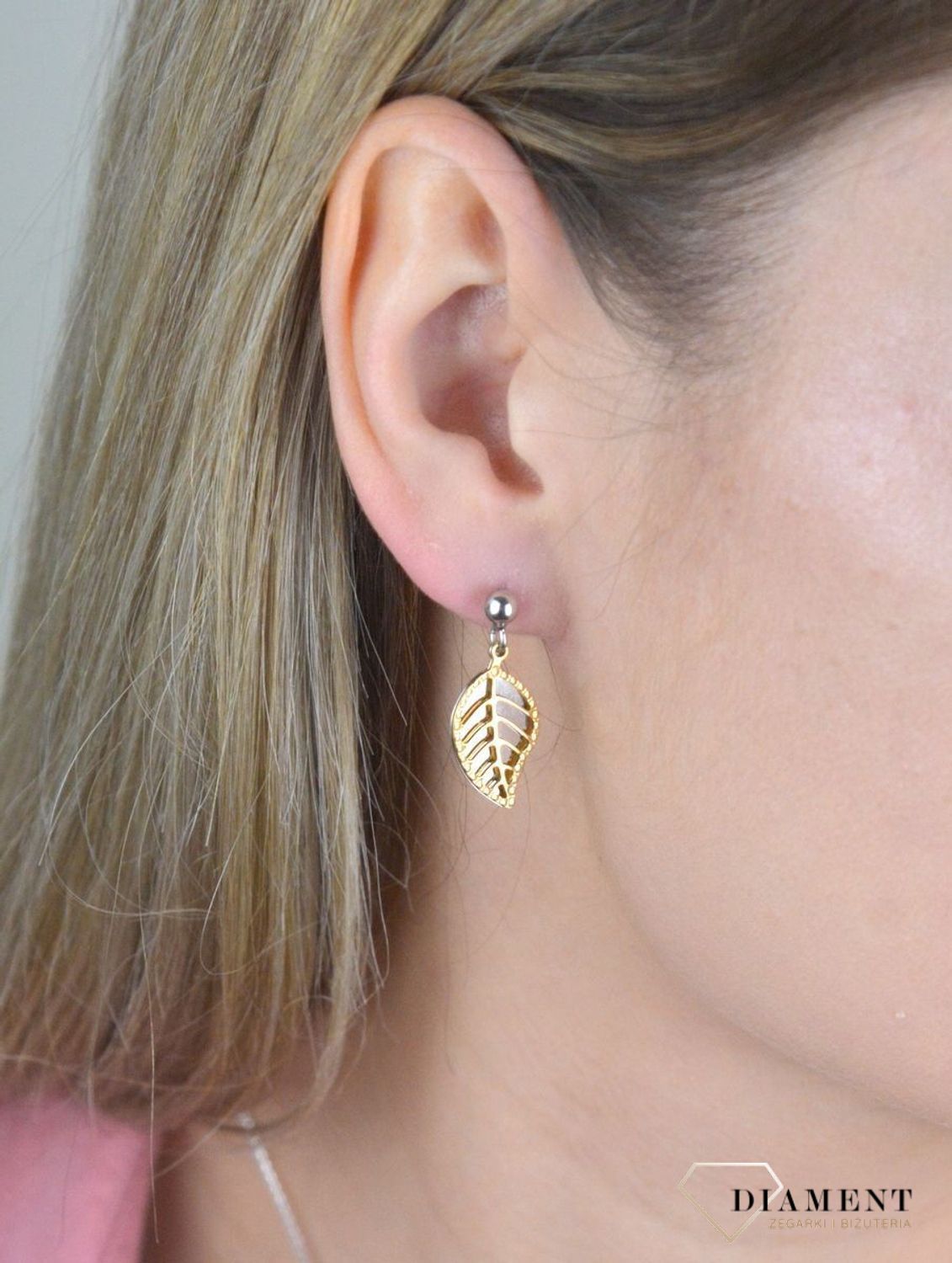 Kolczyki srebrne wisząc listki 925 pozłacane EIK000000-063.jpg