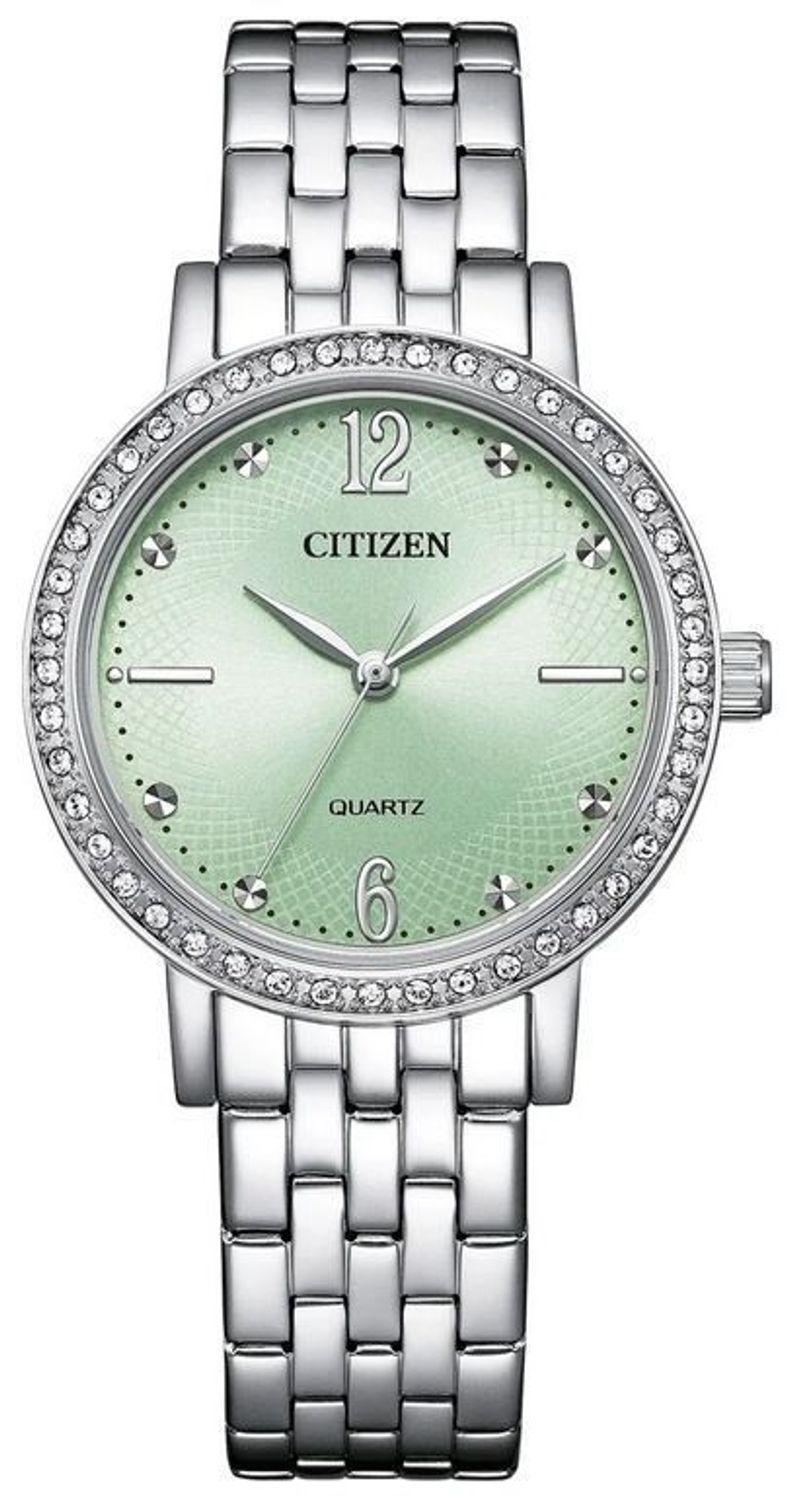 Zegarek Damski Citizen EL3100-55X – Fashion Style, Zielona Tarcza, Stalowa Bransoleta (1).jpg