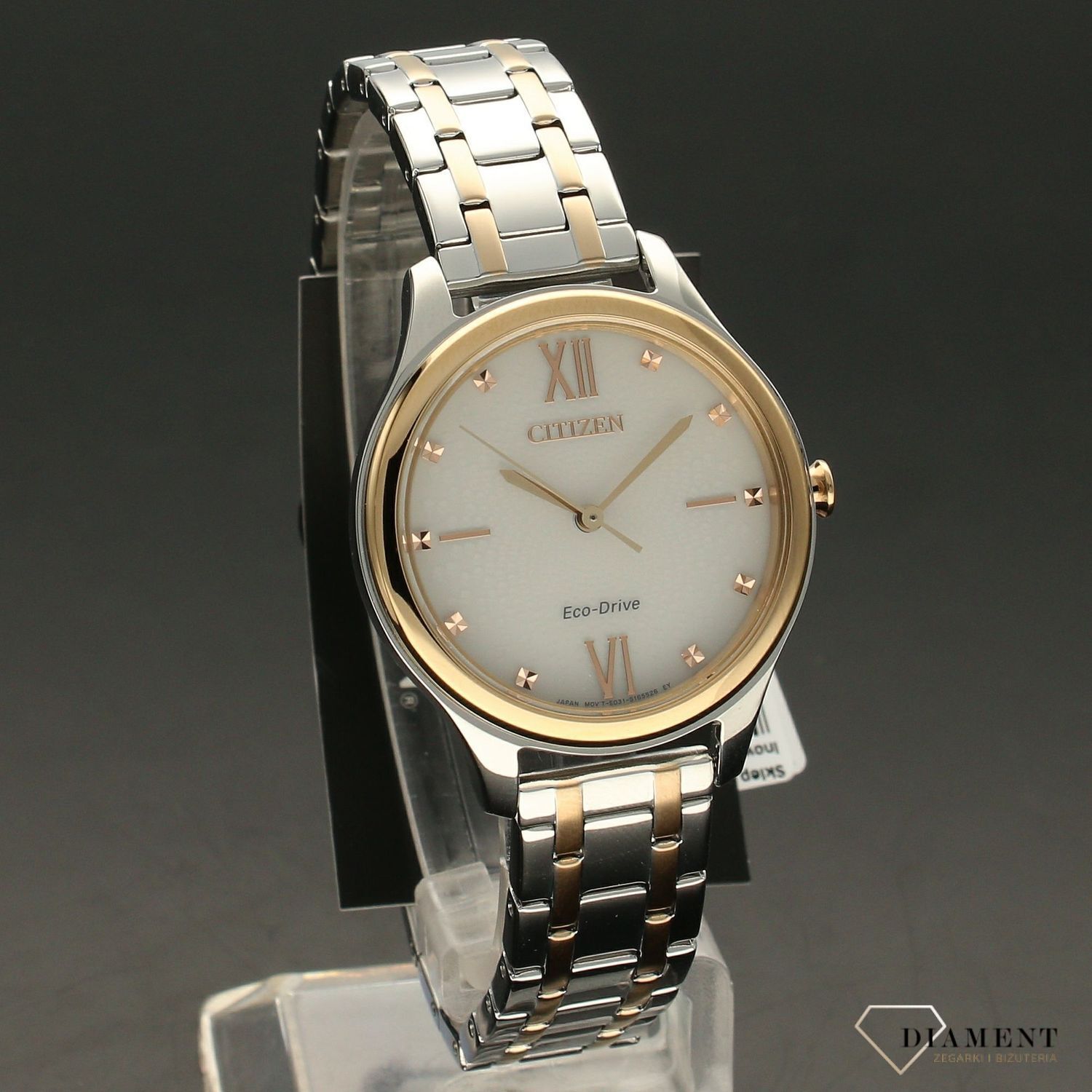 Zegarek damski na bransolecie Citizen zasilany światłem Eco-Drive EM0506-77A.jpg