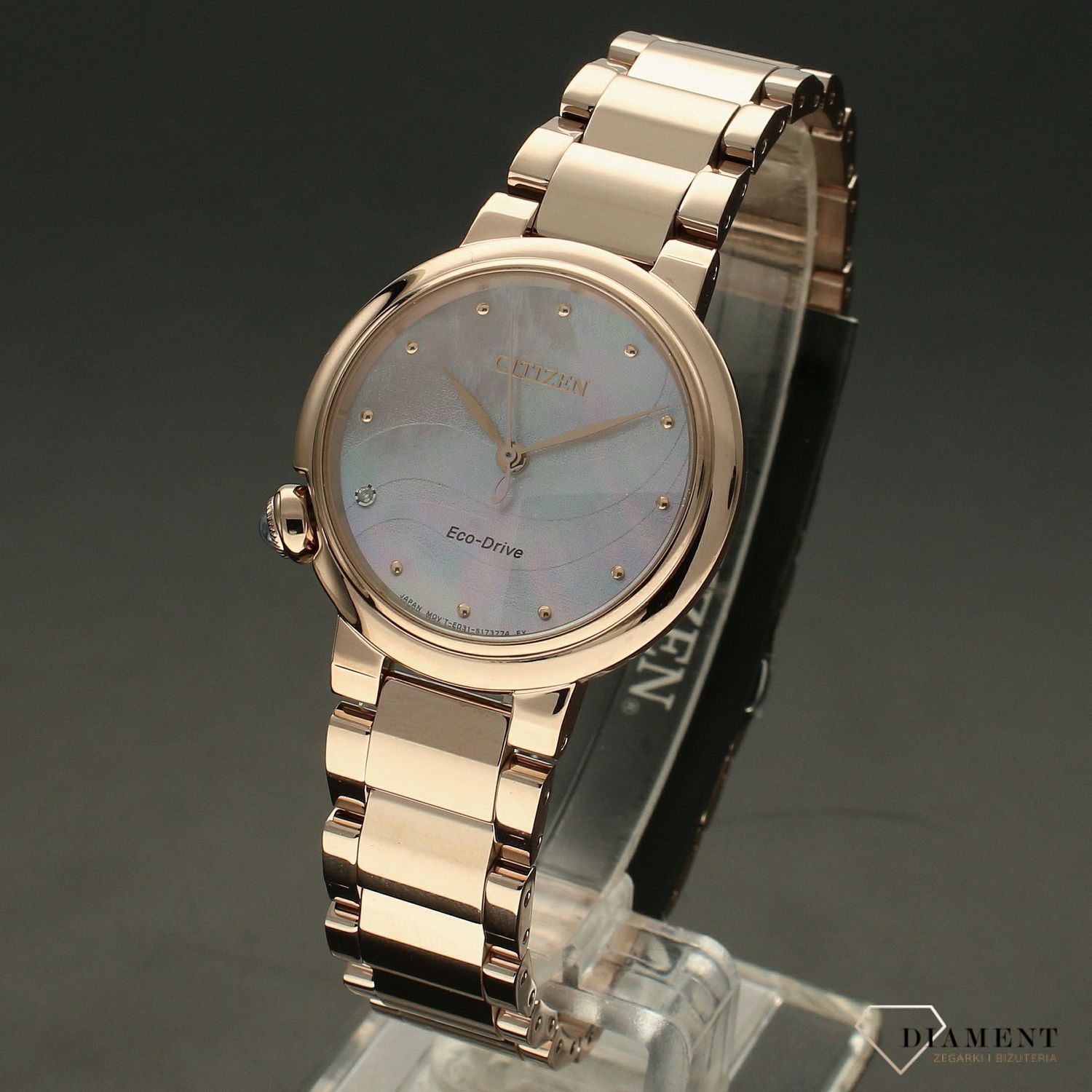 Zegarek damski Citizen  Eco-Drive 'Perła w różowym złocie' EM0912-84Y.jpg