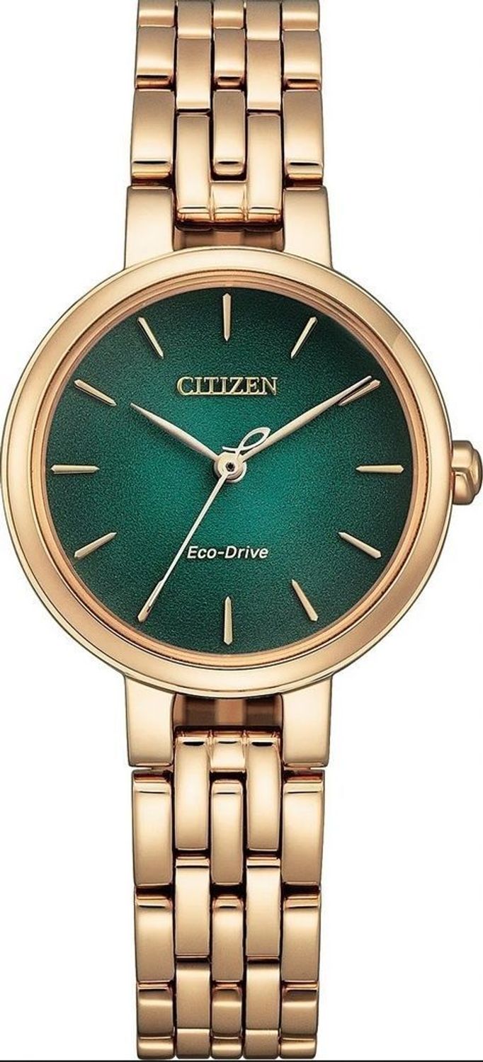 Zegarek damski Citizen Solar Classic Sapphire EM0993-82Z. Zegarek Citizen z szafirowym szkłem. Zegarek damski w złotym kolorze. Zegarek damski z zieloną tarczą. Zegarek EcoDrive idealny na prezent dla kobiety.  (3).jpg