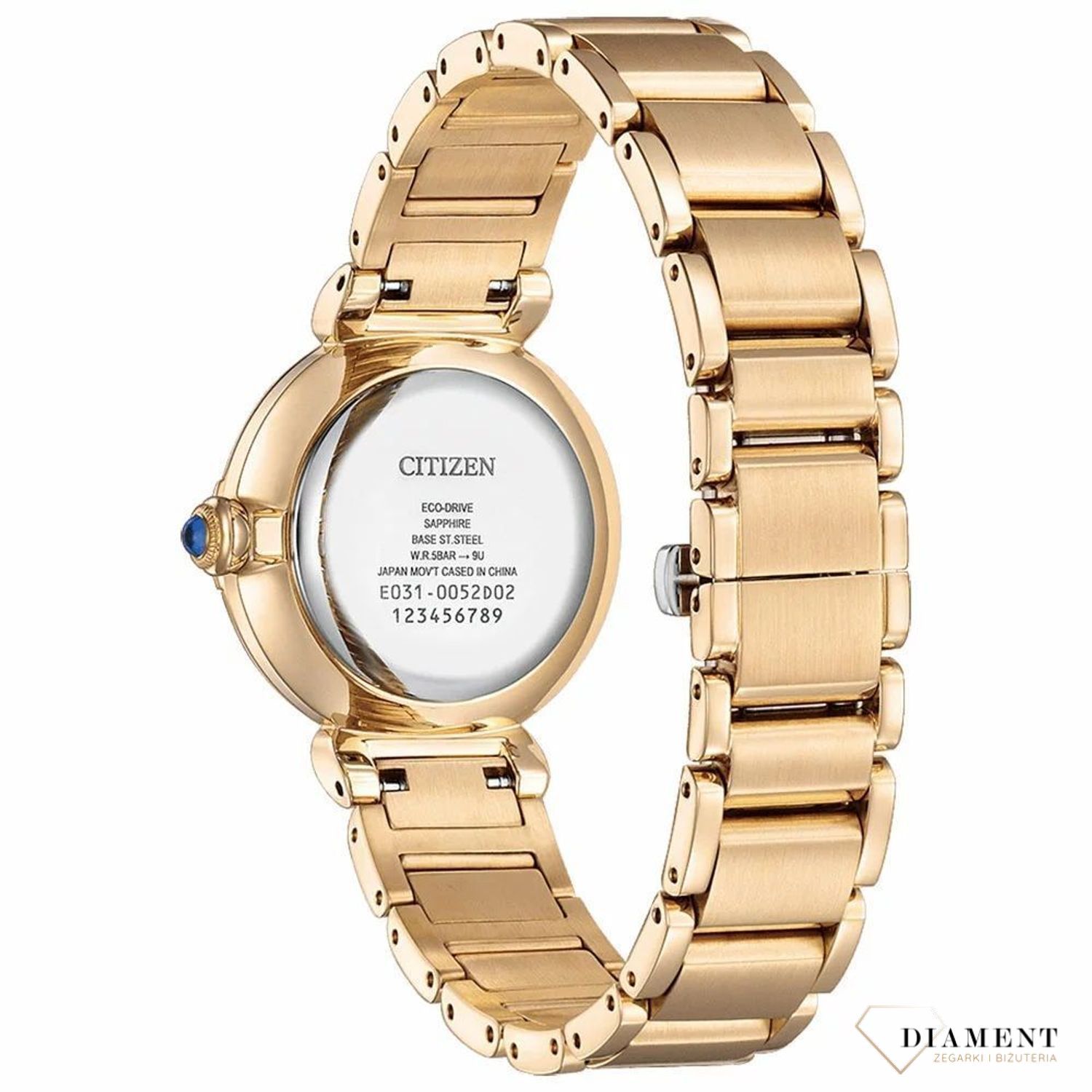 Zegarek damski Citizen Eco-Drive May Bells w złotym kolorze EM1063-89D.  Zegarek damski solarny. Darmowa dostawa. Zegarki damskie na prezent. Zegarek damski złoty. Zegarek damski z perłową tarczą.5.jpg