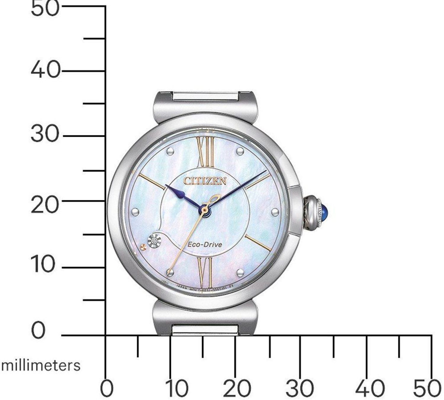 Zegarek damski Citizen Eco-Drive May Bells EM1070-83D.  Zegarek damski solarny. Darmowa dostawa. Zegarki damskie na prezent. Zegarek damski srebrny. Zegarek damski z perłową tarczą.1 — kopia.jpg