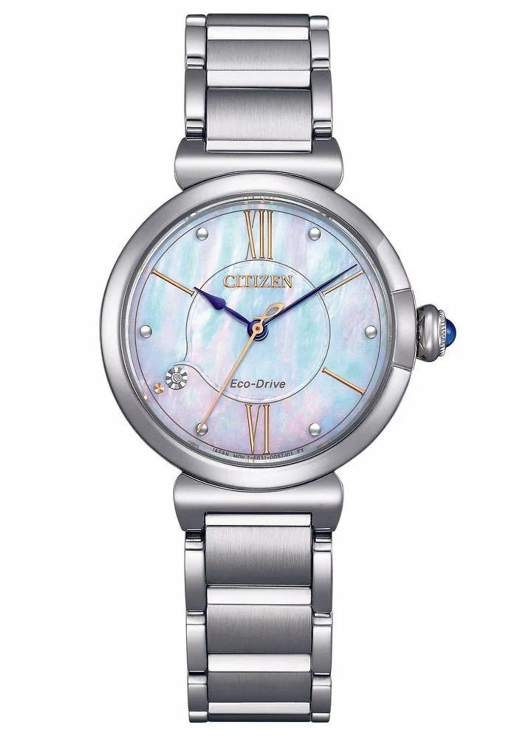 Zegarek damski Citizen Eco-Drive May Bells EM1070-83D.  Zegarek damski solarny. Darmowa dostawa. Zegarki damskie na prezent. Zegarek damski srebrny. Zegarek damski z perłową tarczą.1 — kopia.jpg