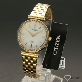 Zegarek damski na bransolecie Citizen ER0216-59D w kolorze złotym. Elegancka tarcza w kolorze jasnej masy perłowej (2).jpg